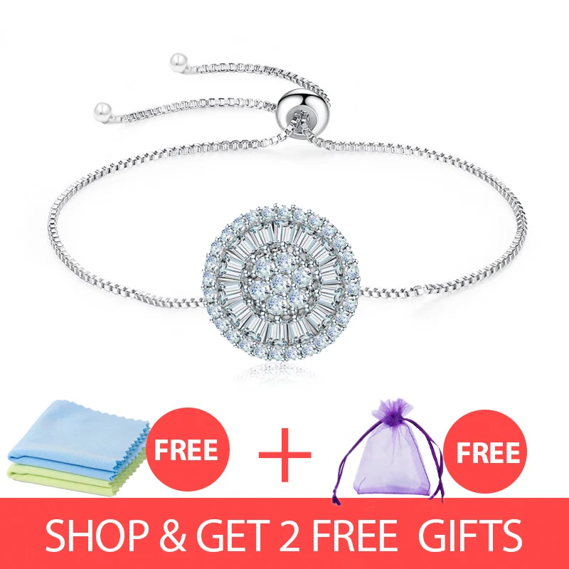 Женский браслет серебряного цвета с фианитом|Цепочки и браслеты| |