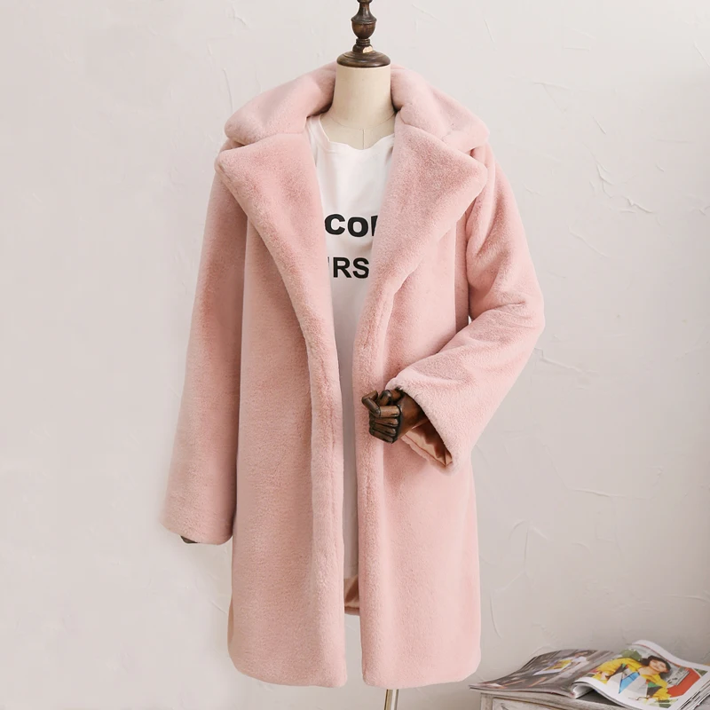 Savabien/пальто с отложным воротником и длинными рукавами из розового