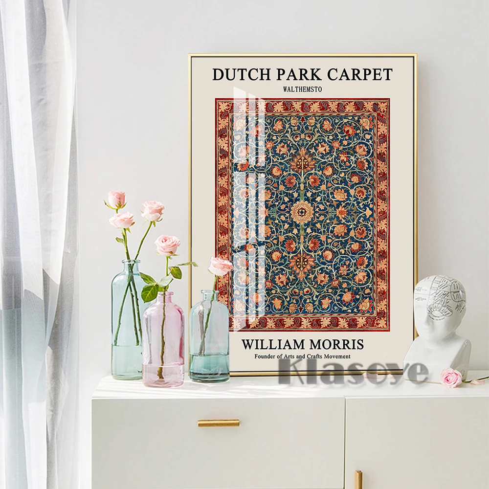 

William Morris Botanical Fabric Design Exhibition Holland Park Carpet Vintage Illustration Wall Art Prints Poster Home Decor
