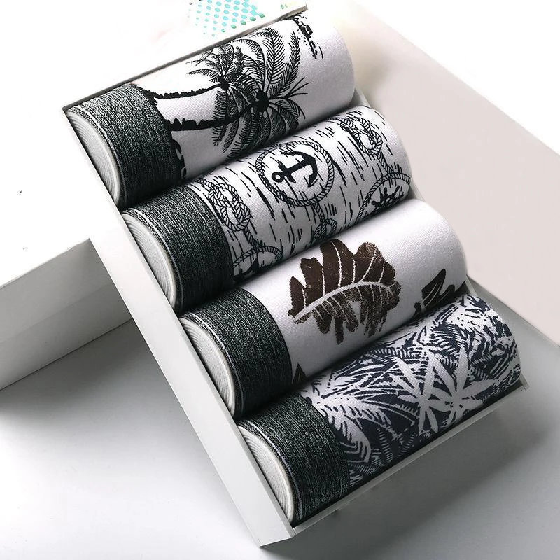 

4pcs/lot Panties Cotton Men's Underwear Boxers Breathable Man Boxer Solid Underpants Comfortable Men Boxers Underpant