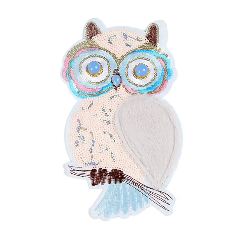 Maxsin 1 шт. Высокое качество вышитые блестки большой стикер Сова Ручная работа