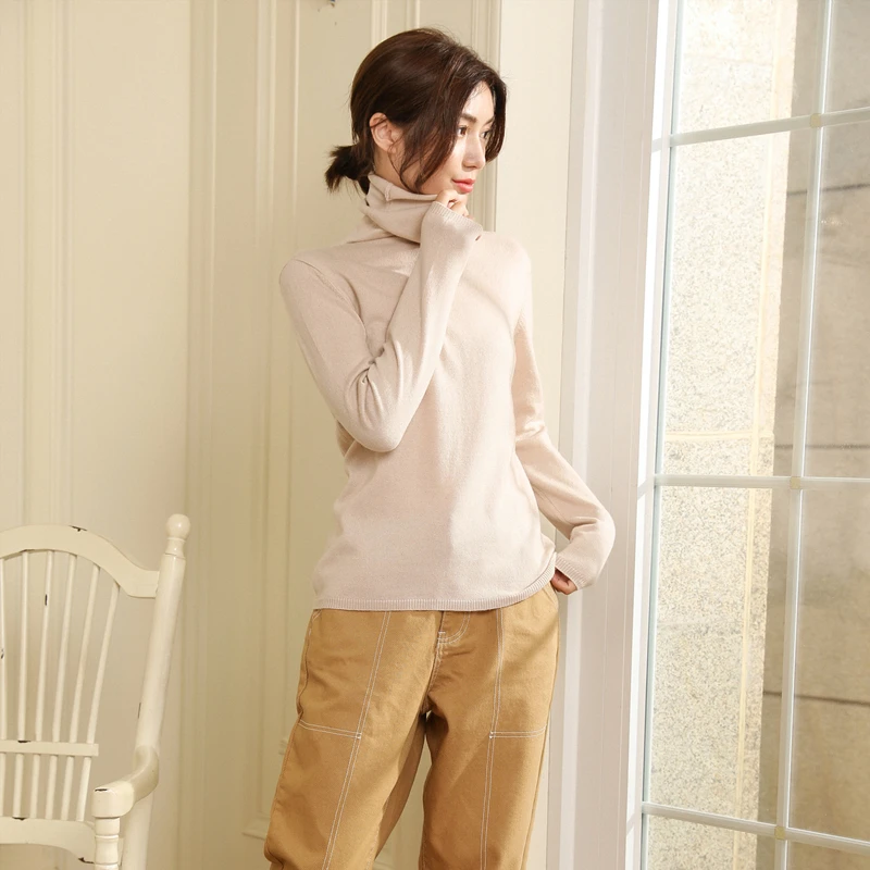 

adohon 2021 woman winter 100% Cashmere sweaters and autumn knitted Pullovers High Quality Warm Female thickening Turtleneck