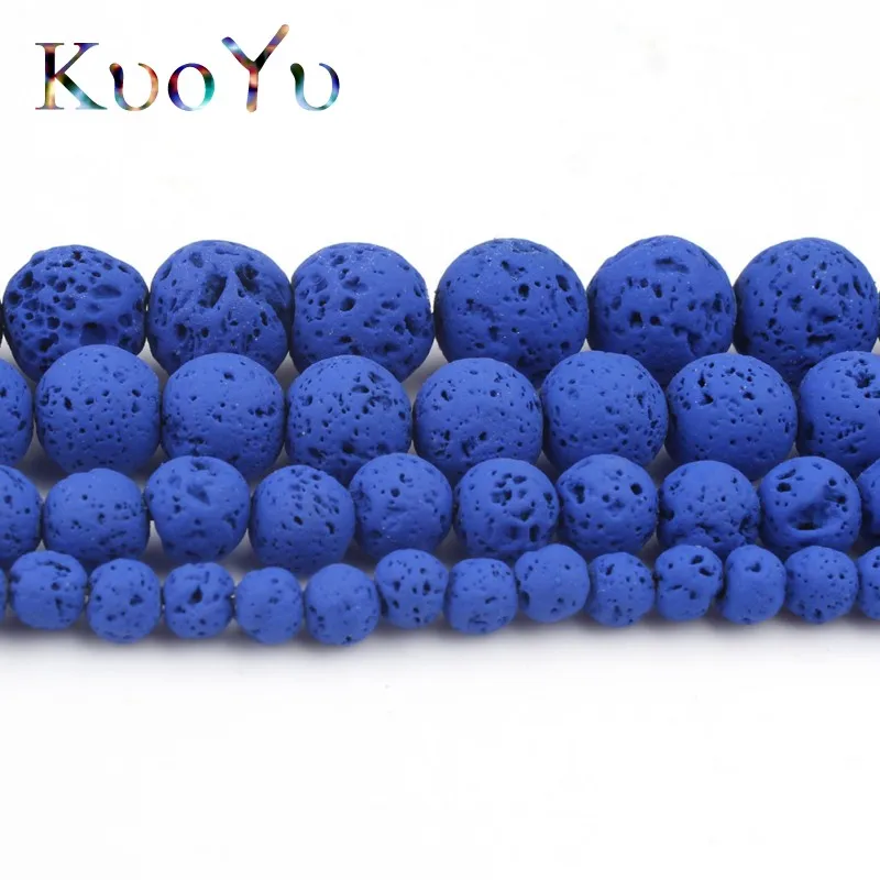 Royal Blue Lava Volcanic Rock Hematite Stone Rubber Beads Round Loose Bead For Jewelry Making Diy Wowen Charm Bracelets 6/8/10MM | Украшения
