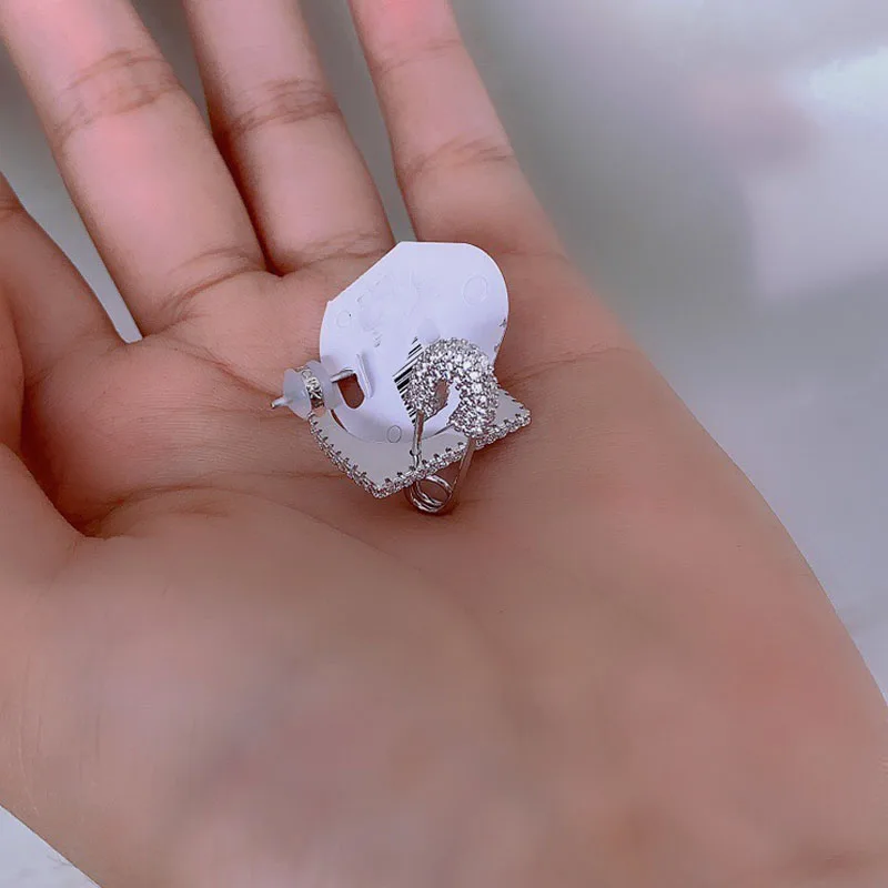 UMGODLY 1 шт. Модные Серьги серебряного цвета монокристаллические белые серьги с