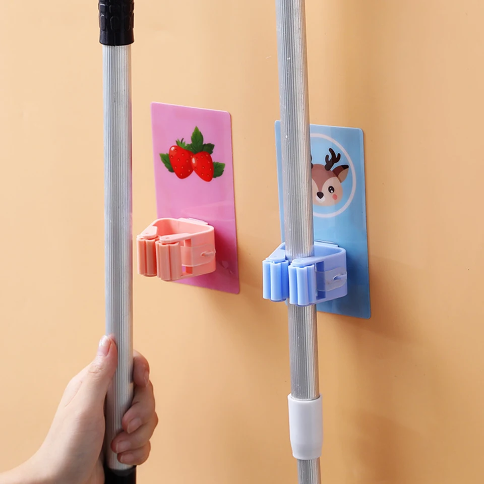 

Adhesive Mop Hanger Hook Wall Mount Organizer Holder Rack Brush Broom Hanger Hook Kitchen bathroom Strong Hooks