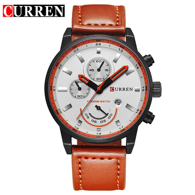 

Men Watch CURREN Hot Sale Analog Sports Wristwatch Display Date Men's Quartz Watches Leather Strap Hodinky Relogio Masculino