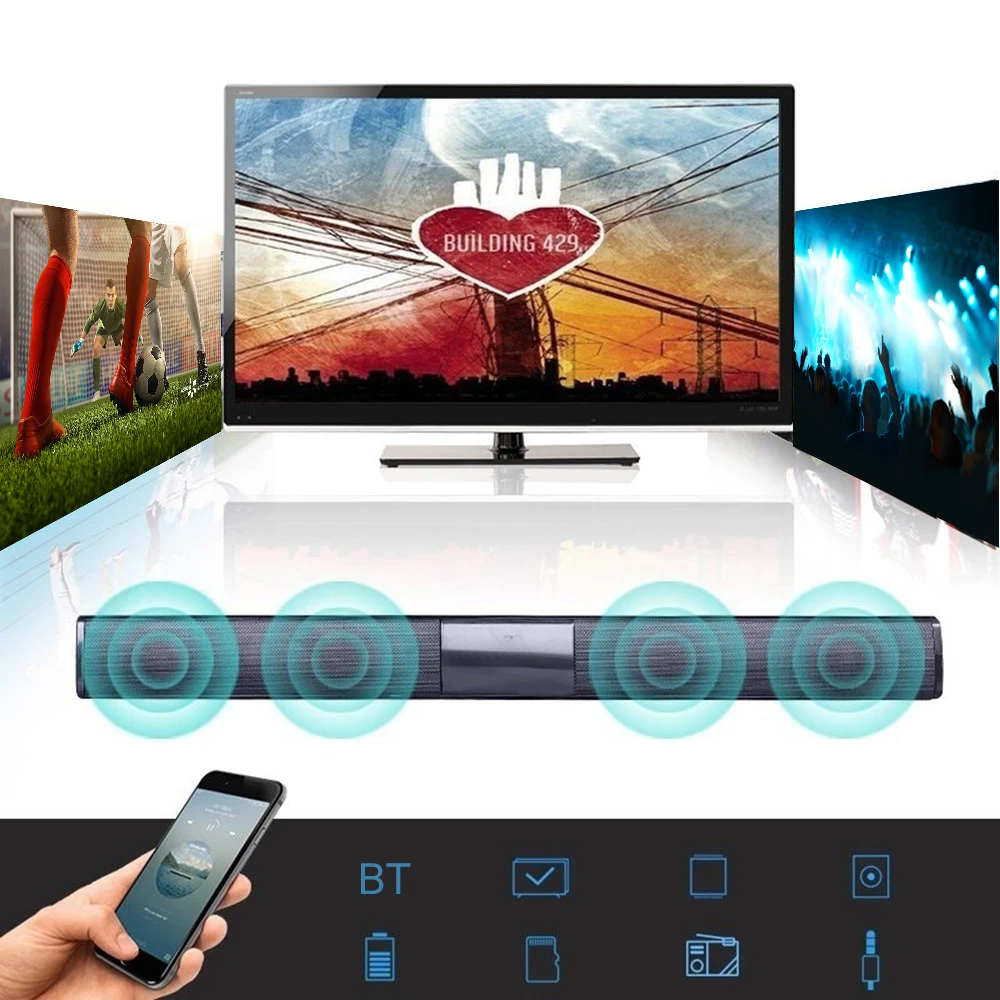 

20W Portable Wirele Column Soundbar Bluetooth Speaker Powerful 3D Music Sound bar Home Theater Aux 3.5mm TF For TV PC