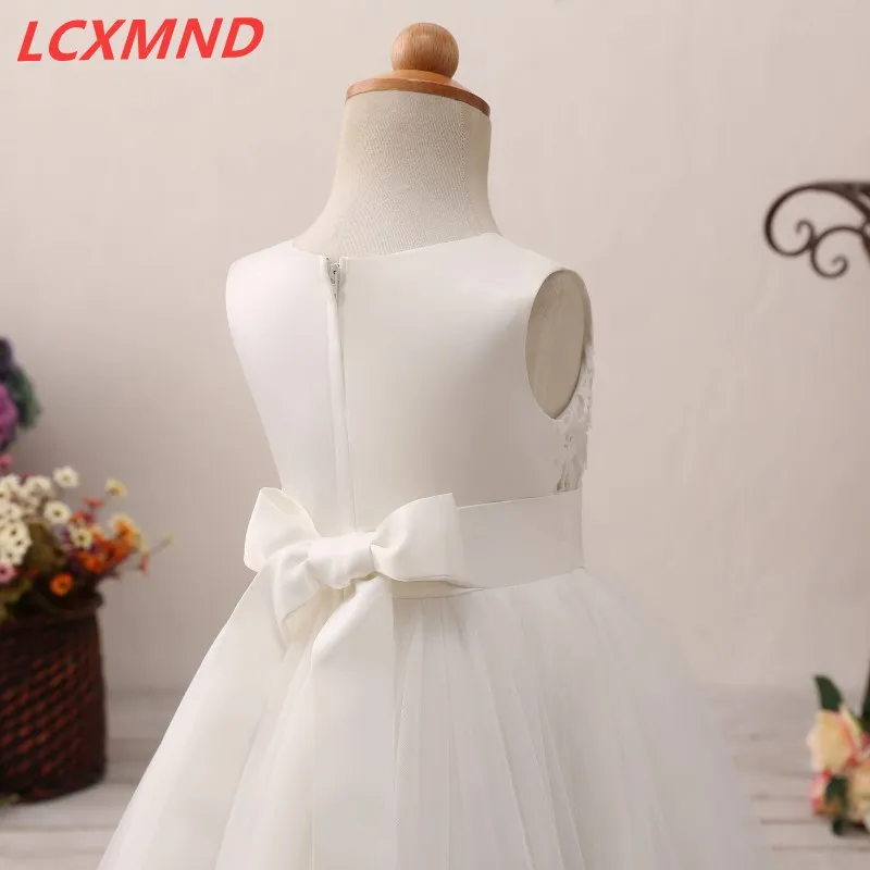 Белое Кружевное детское платье с цветочной вышивкой для девочек винтажные