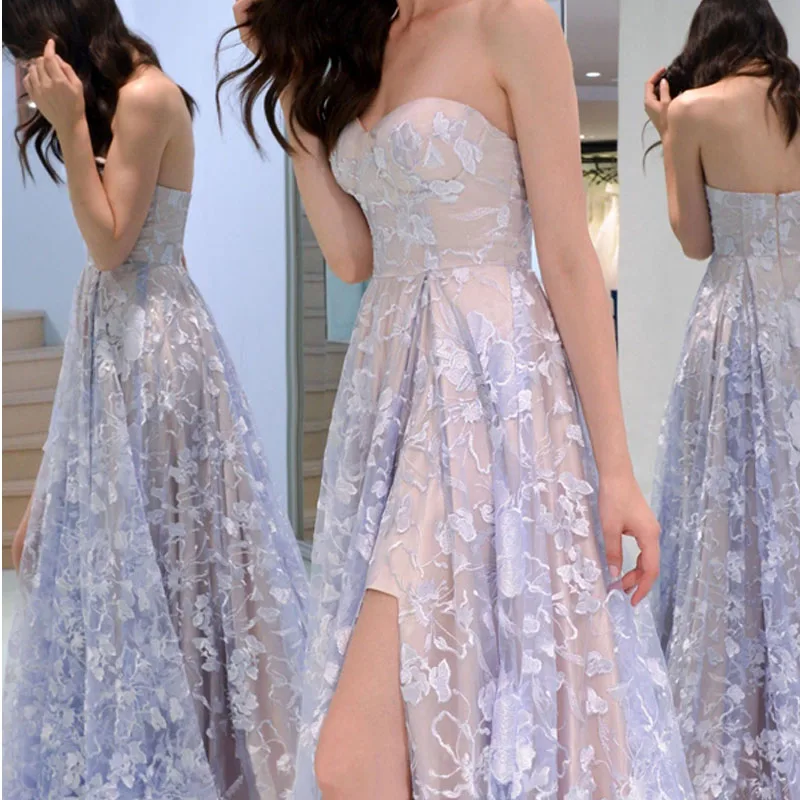 

Split Lace Ball Gown New Sexy Lace Tube Top Halter Gown