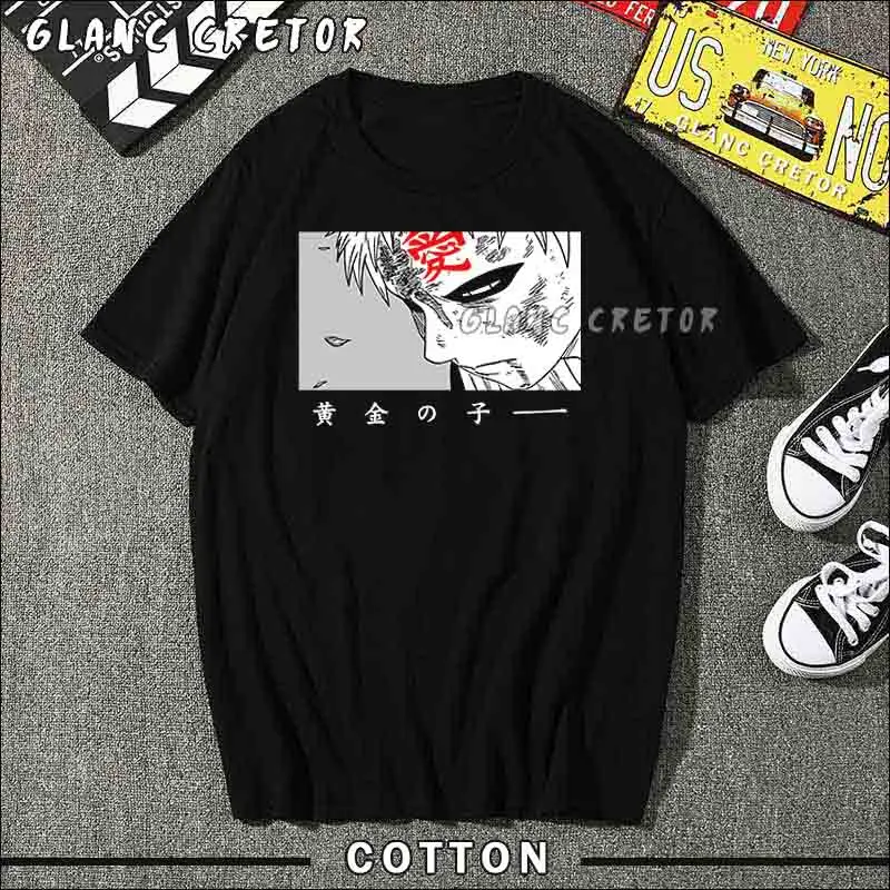 

2021 Gaara Fashion Japanese Anime T-shirt Summer Casual Fashion Unisex Men Tshirt Harajuku Cotton Tops Tees