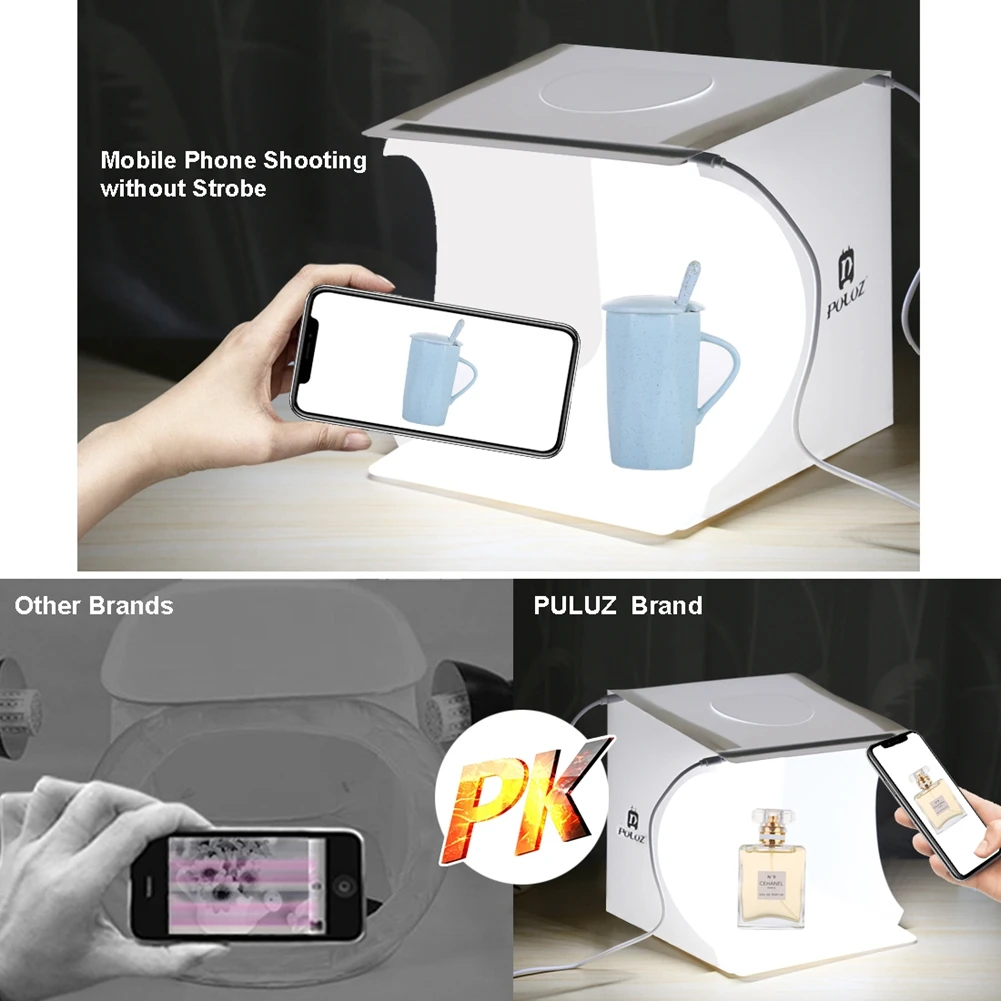 Местный склад в России Световой короб PULUZ с регулируемой яркостью 3 типа