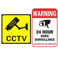 5pcspack 24 hour video surveillance sign cctv warning sticker window wall for alarm surveillance dummy camera accessories