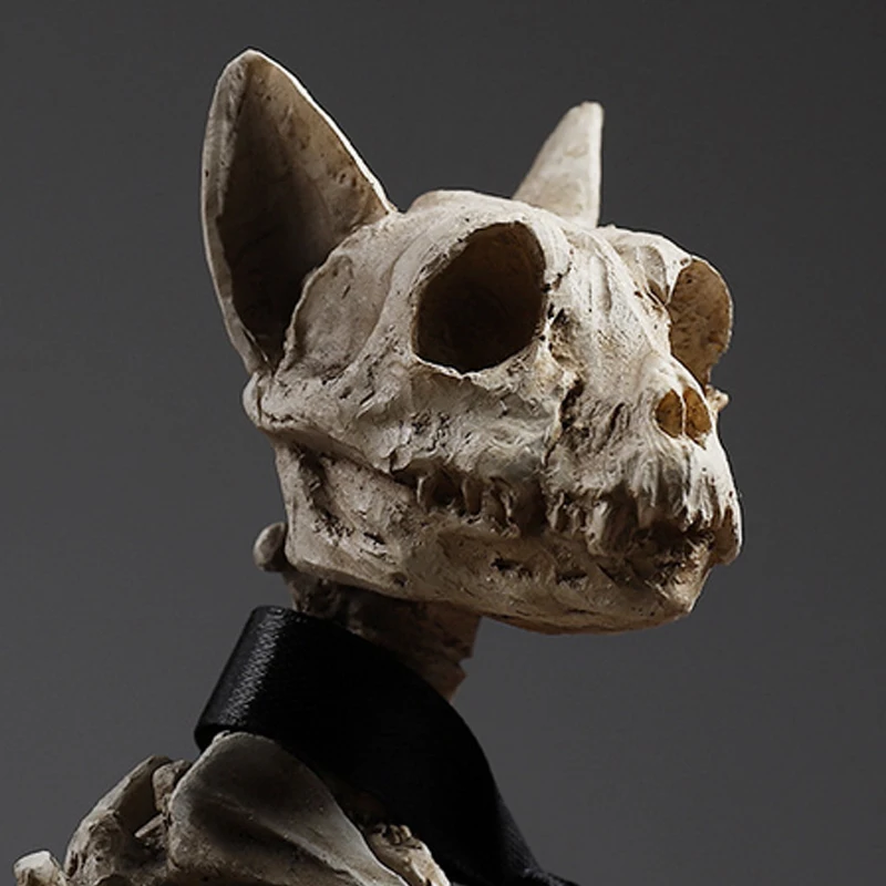 Северная Европа с животными в стиле ретро декор кошка череп голова Скелет