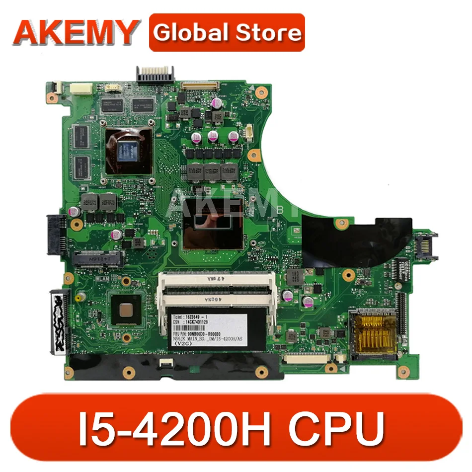 

Akemy 90NB06D0-R00080 mainboard for ASUS ROG G56JK N56JK Laptop motherboard W/ I5-4200H SR15G (V2G)