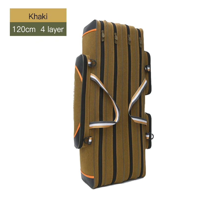

2/3/4 Layers Canvas Outdoor Fishing Rod Bag Waterproof Fishing Bags Tackle Bag Multifunctional Backpack For Fishing XA157G