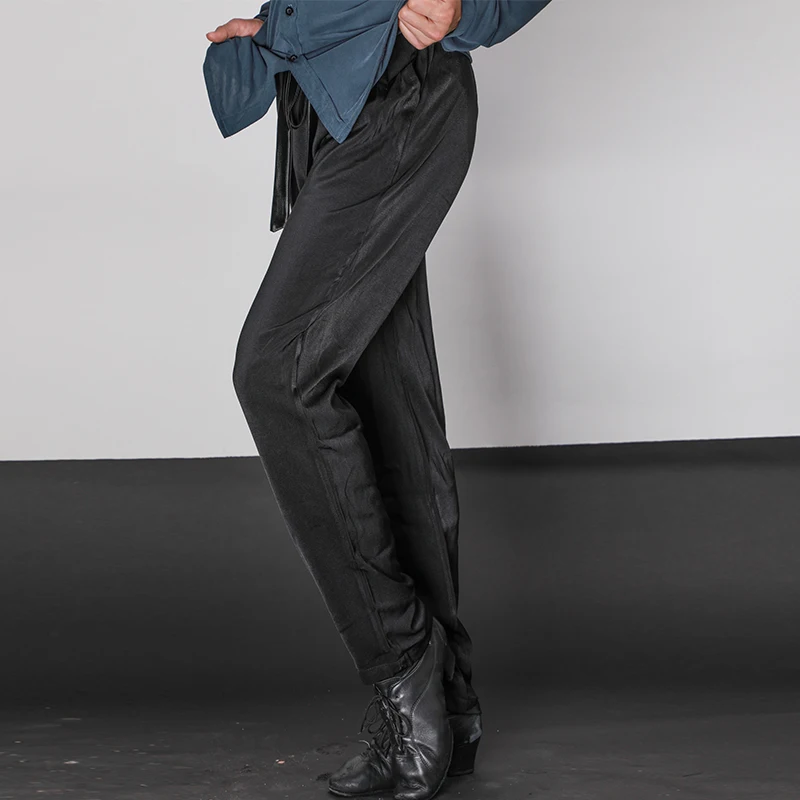 Zymdancstyle штаны для сна?# MSK01 Мужская одежда для латинских танцев, эластичный пояс, стандартные брюки для бальных танцев