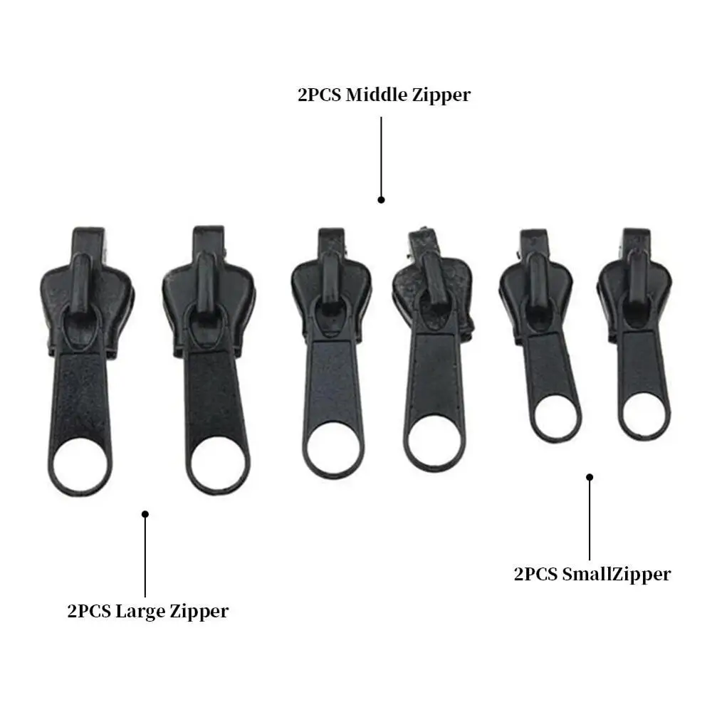 6pcs Zipper Repair Kit Universal Fixer With Metal Slide Fix 3 Sizes Zippers Easy To Install Instantly Zip in Set | Дом и сад