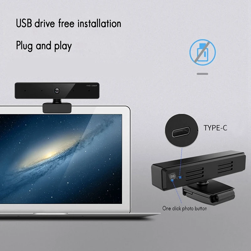 

1080 Hd Usb Dual Microphone Suitable Webcam 2 Million Usb Computer Camera for Pc Usb Plug and Play