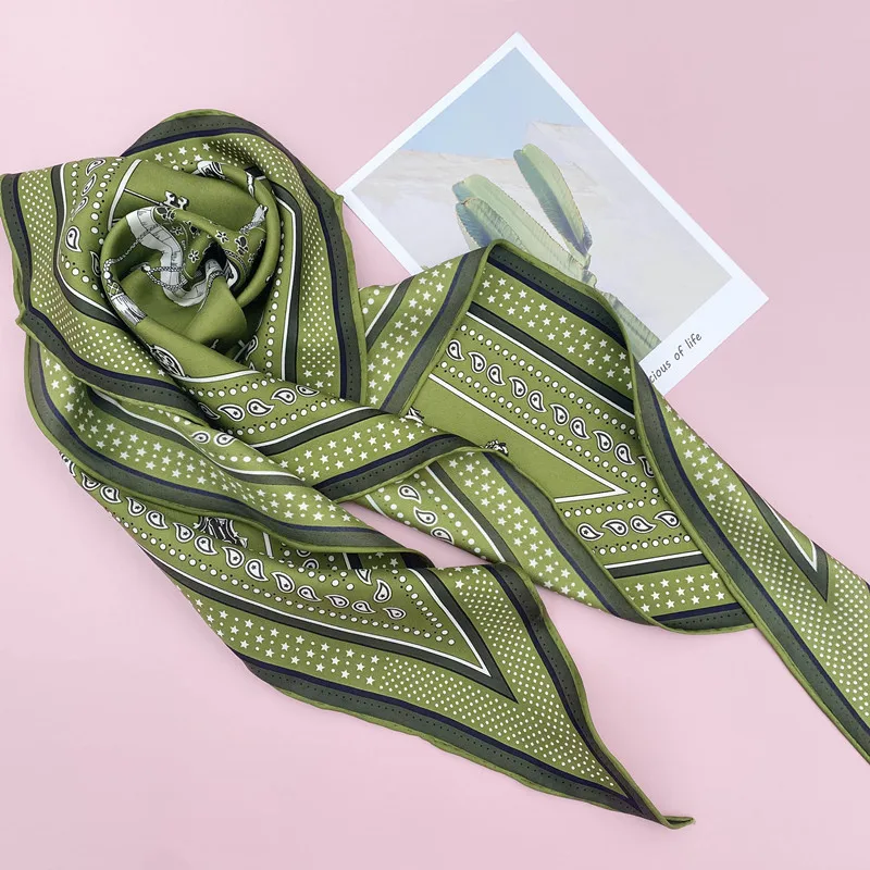 

New Silk Scarf Women's 100 Silk Scarf Diamond Scarf Bag Silk Scarf Hair Band Small Scarf Hangzhou Silk