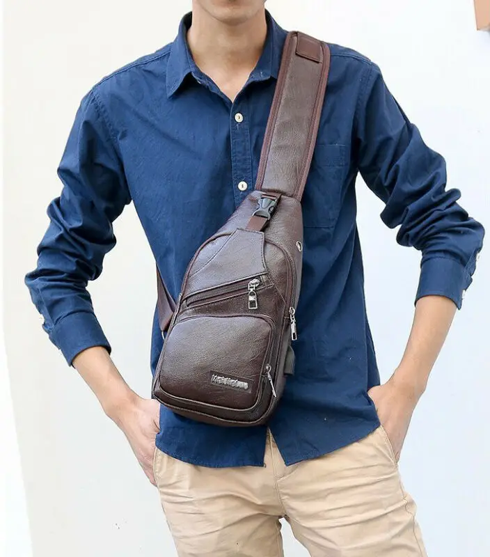 Мужская нагрудная сумка через плечо из искусственной кожи Слинг Сумка дорожная |
