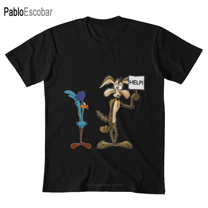 Roadrunner футболка roadrunner wile Койот мультфильм забавная быстрая птица|Мужские