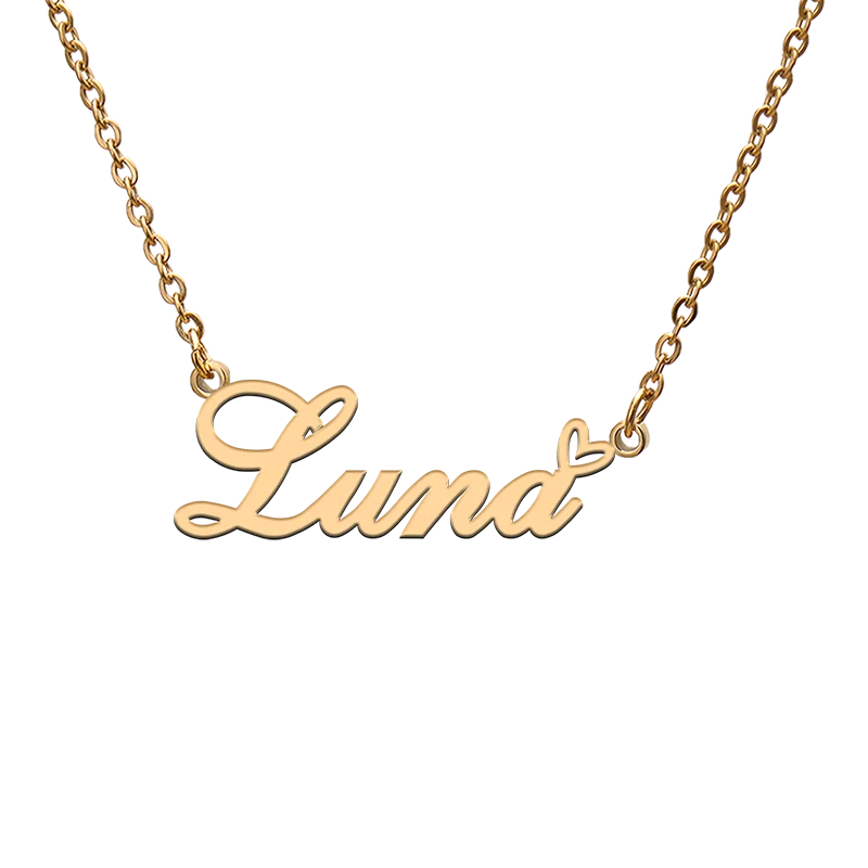 

God with Love Heart Personalized Character Necklace with Name Luna for Best Friend Jewelry Gift
