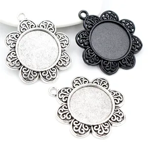 5 шт 20 мм Внутренний размер бронзовая и антикварная Посеребренная и черная классическая подвеска в виде кабошона