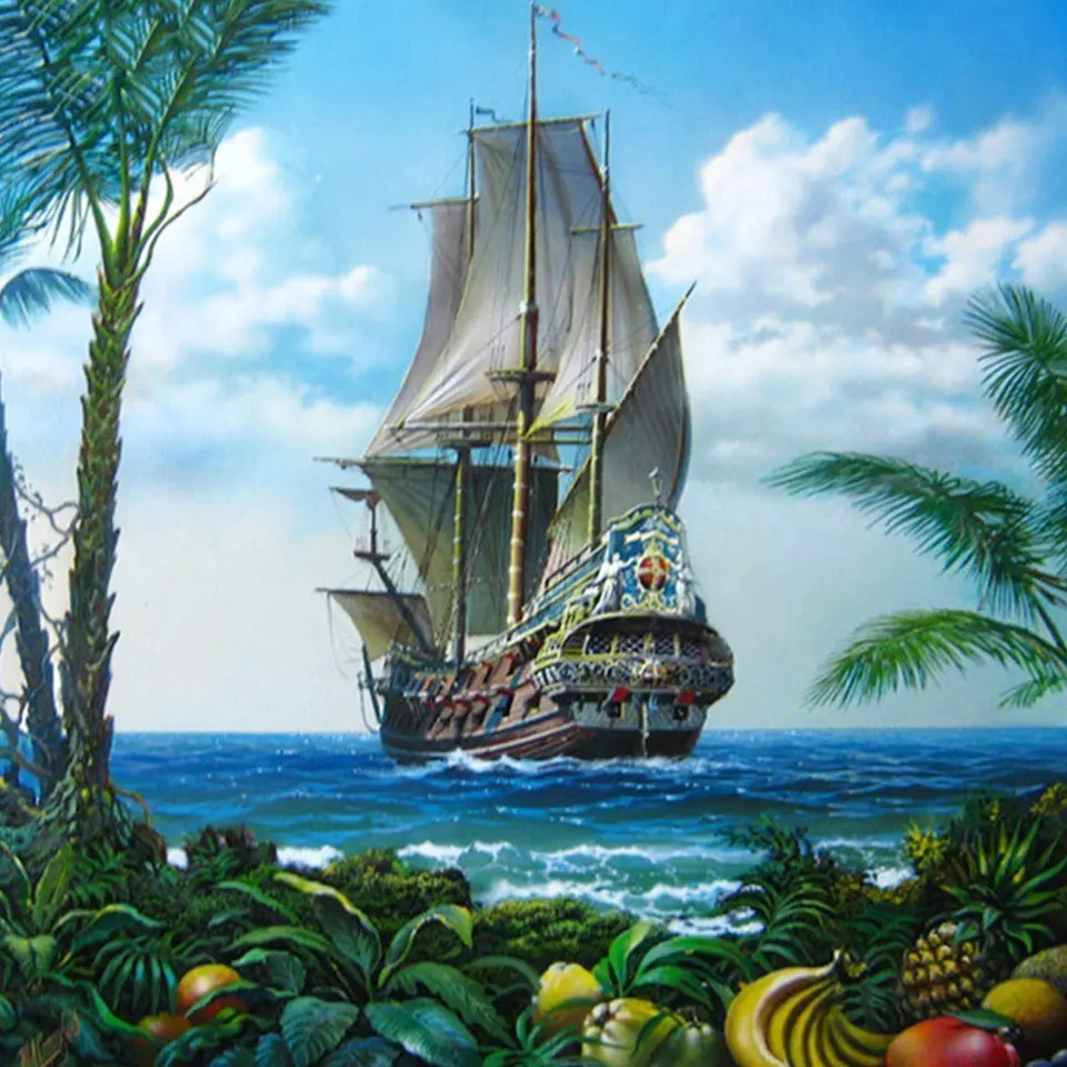 Алмазная 5D картина сделай сам полноразмерная живописная вышивка парусником