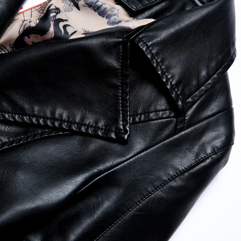 Весенняя женская короткая кожаная куртка из искусственной кожи Женская на