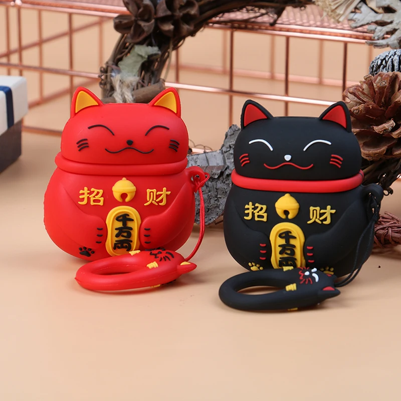 Милые японские стильные чехлы для наушников Lucky Cat Apple беспроводная