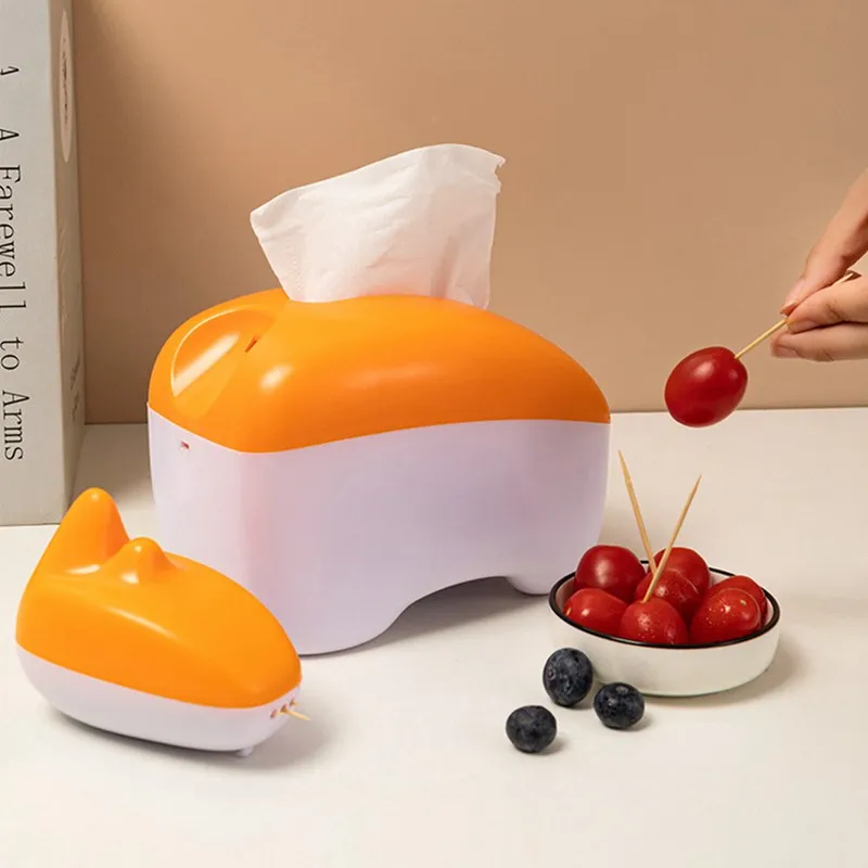 

Two-in-one Toothpick Napkin Box Cute Plastic Rhinoceros Tissue Box Home Paper Container Desktop Wipes Holder Case for Home Decor