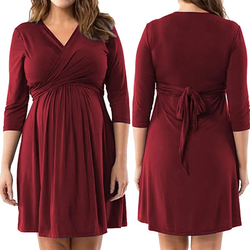 

Plus Size S-2XL Pregnant Women's Dress Soft and Comfortable Cotton Half Sleeve Pregnancy Clothes Bluzka Ciazowa