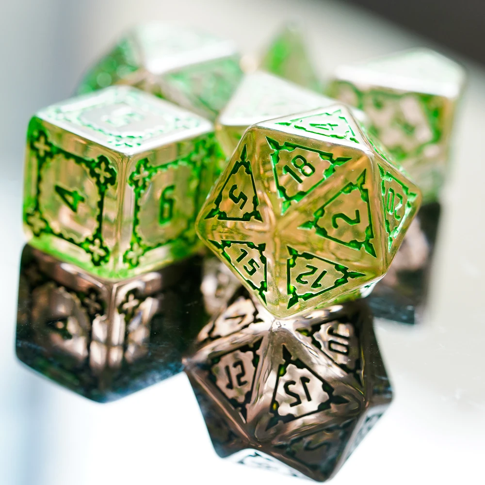 7 шт. 25 мм гигантский игральные кости DND набор многогранных кубиков с кожаным
