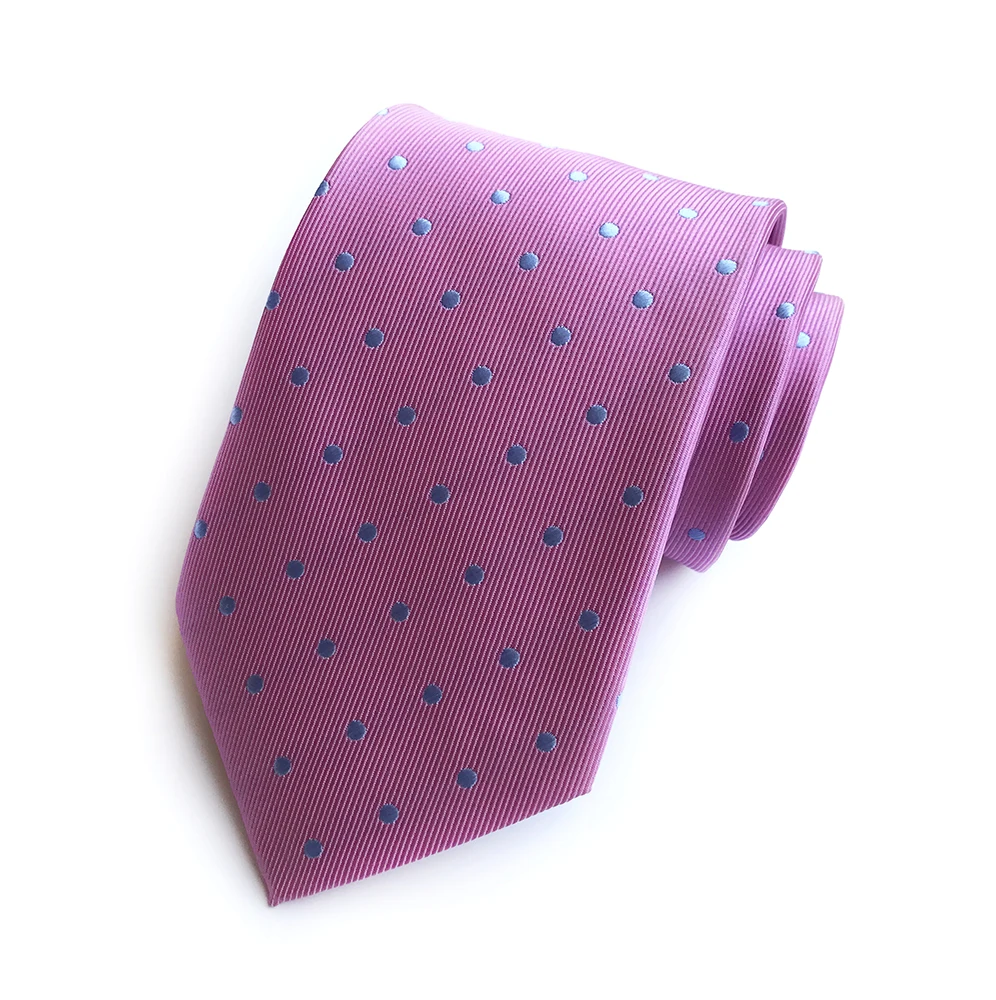 Новый дизайн мужские Модные галстуки в горошек розовый галстук синий |