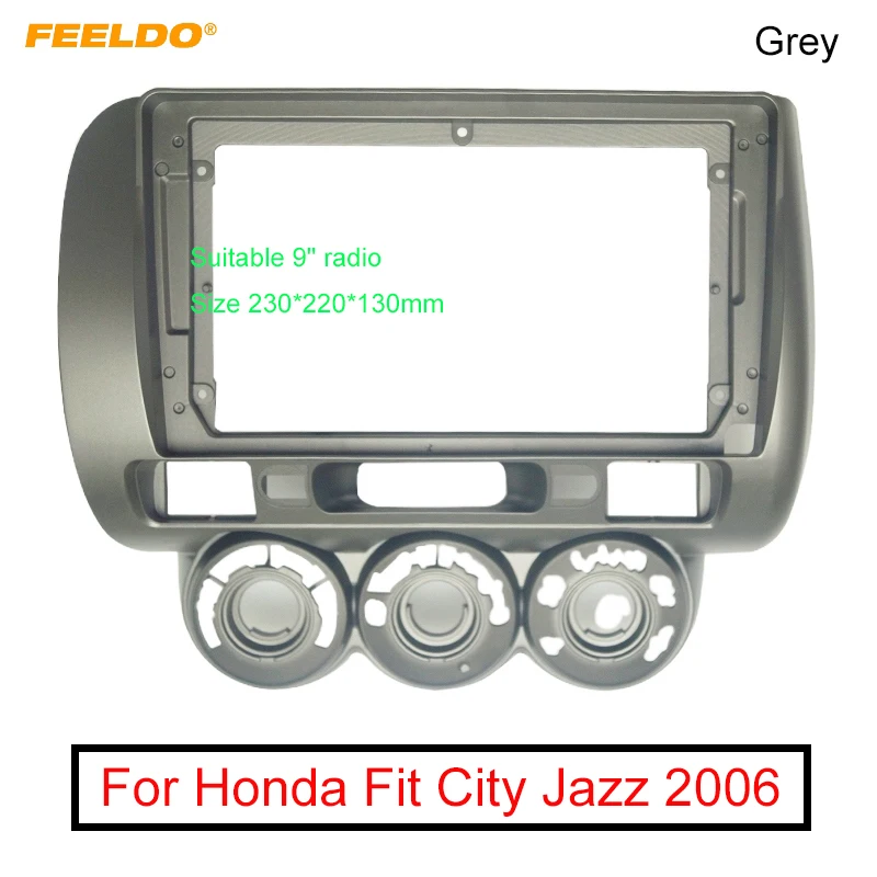 FEELDO серая Автомобильная стерео аудио панель Рамка адаптер для Honda Fit городской Jazz