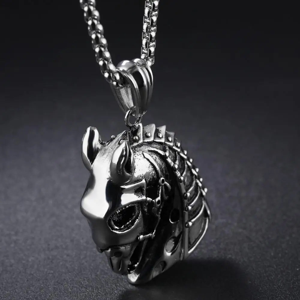 Цепочка с подвеской в виде головы лошади из нержавеющей стали|Подвески| |