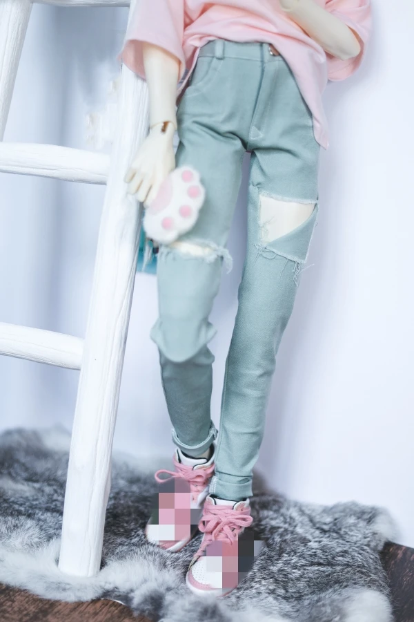 

BJD doll trousers are suitable for 1/3 1/4 PopO68 size bean paste green holes small foot elastic jeans doll accessories