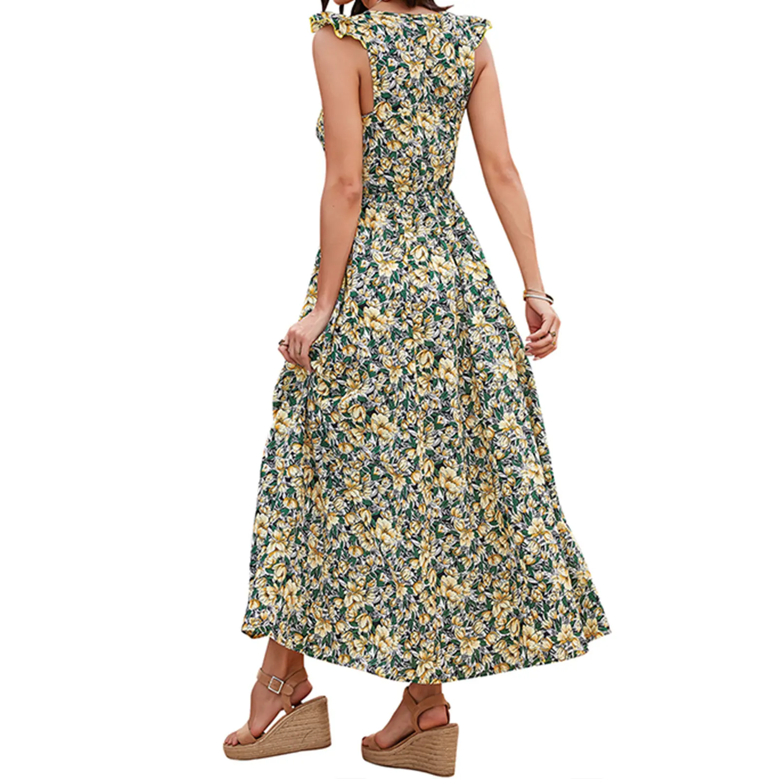 

Women Fashion Sleeveless Floral Dress Ladies Female Stylish Dress for Shopping Daily Wear