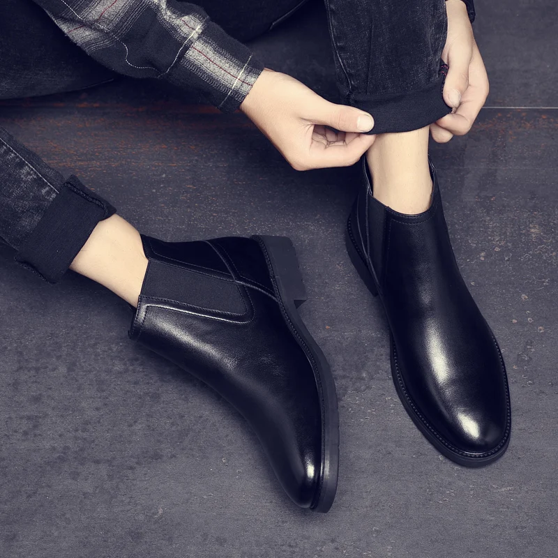 

Бренд осень-зима Новинка в винтажном стиле; Мужские туфли ручной работы в британском стиле; Ботильоны из натуральной кожи; Свадебные ботинк...