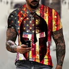 Мужская футболка с 3D-принтом, уличный тренд в стиле ретро, Повседневная футболка оверсайз с мозаичным рисунком американского флага