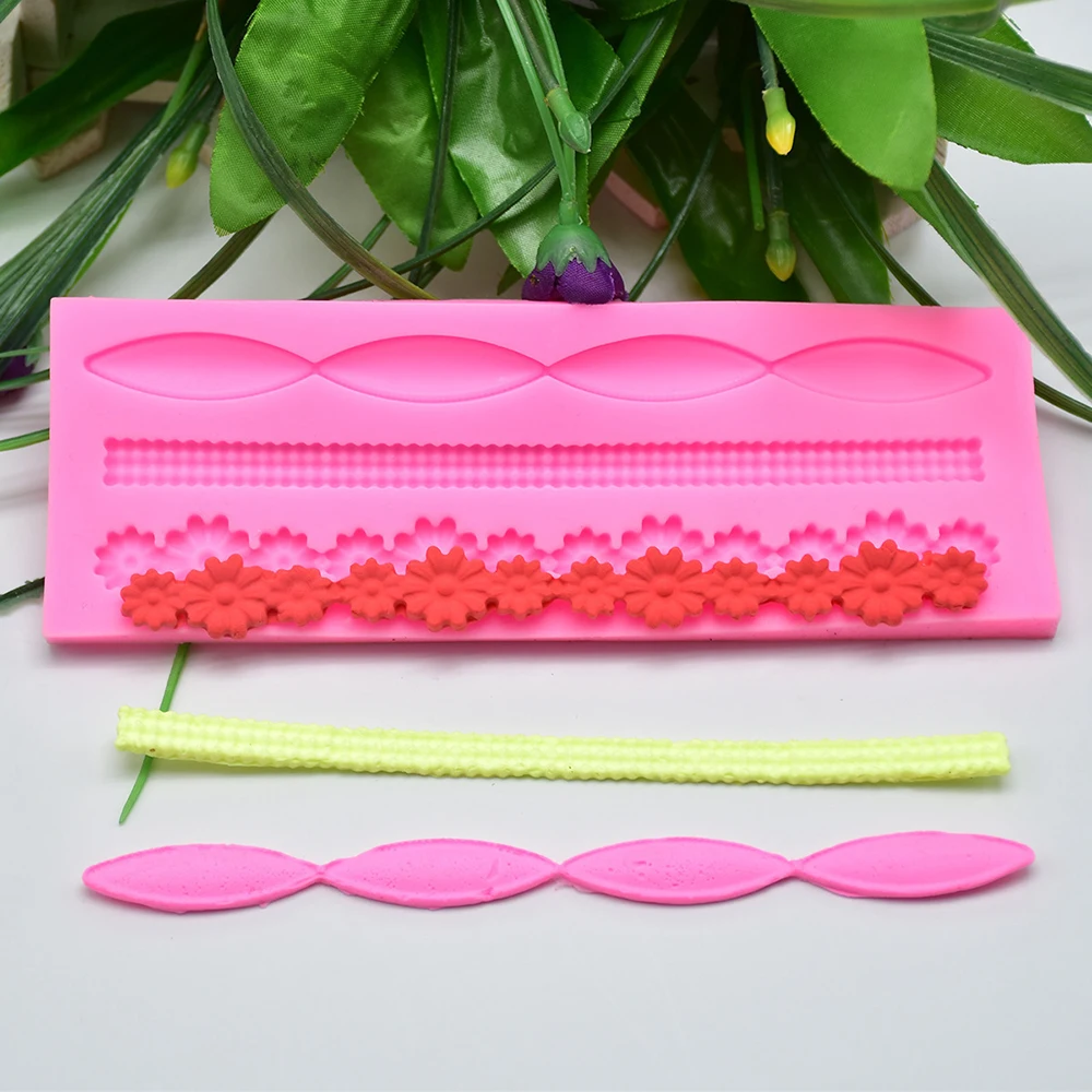 3D прямоугольная Цветочная окантовка Формы для кексов инструменты украшения