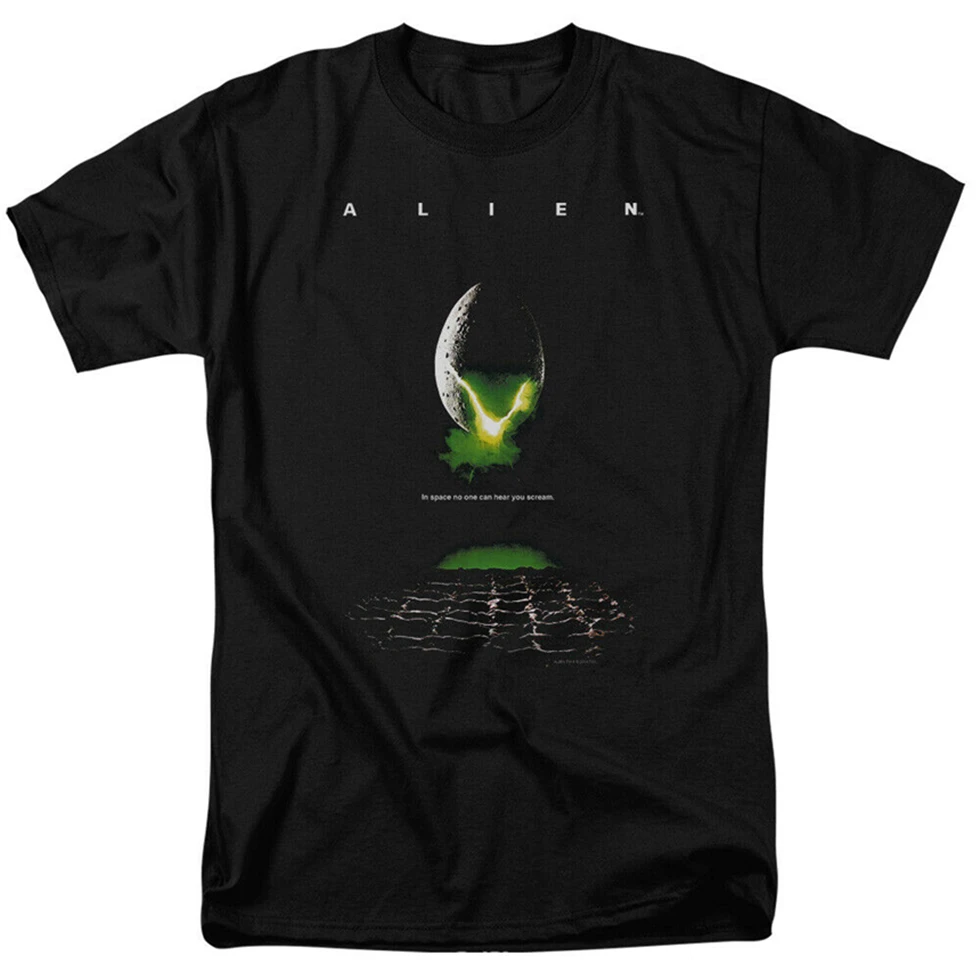 Alien Movie Egg Poster Лицензированная взрослая футболка Ретро с круглым вырезом|Мужские