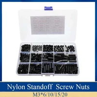 320pcs black nylon two way hex column standoff spacers screw m3 nut screw set