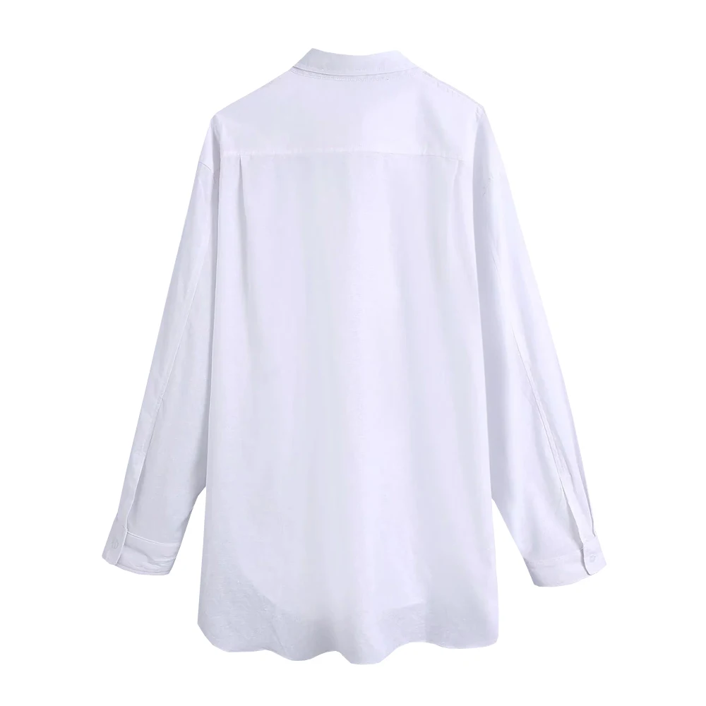 

Za 2021 Spring women lapel linen Shirt Asymmetric Hem Blouses Single breasted loose Female Casual Chemise Long Sleeve Blusas