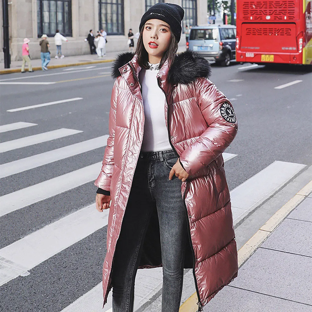 Женские пальто из искусственного меха зима 2019 Длинные парки для женщин плотное
