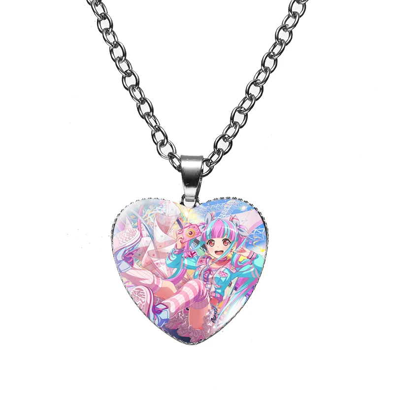 BanG Dream аниме ожерелье в форме сердца Toyama Kasumi рисунок из мультфильма подвески цепи
