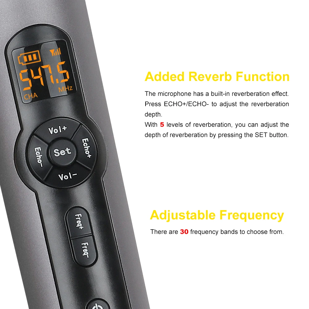 Беспроводной микрофон XTUGA UHF двойной ручной караоке с перезаряжаемым приемником