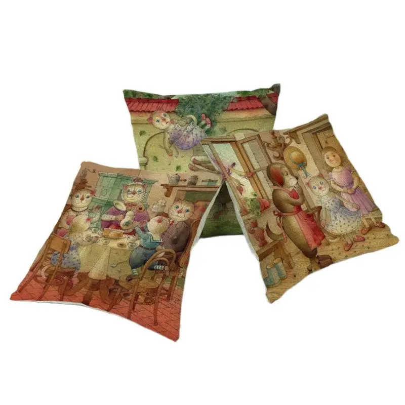 Забавный милый стиль чехлы на подушки для кошек винтажная собака 43*43 см