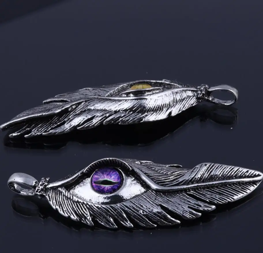 2020 модное ожерелье из нержавеющей стали с перьями унисекс простое глазами