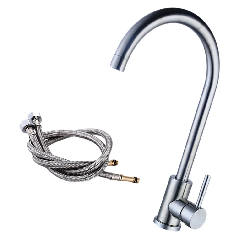 

Hone Practical Single Hole Cold and Hot Water Stainless Steel Washing with 2pcs 60cm Tubes for Kitchen (120